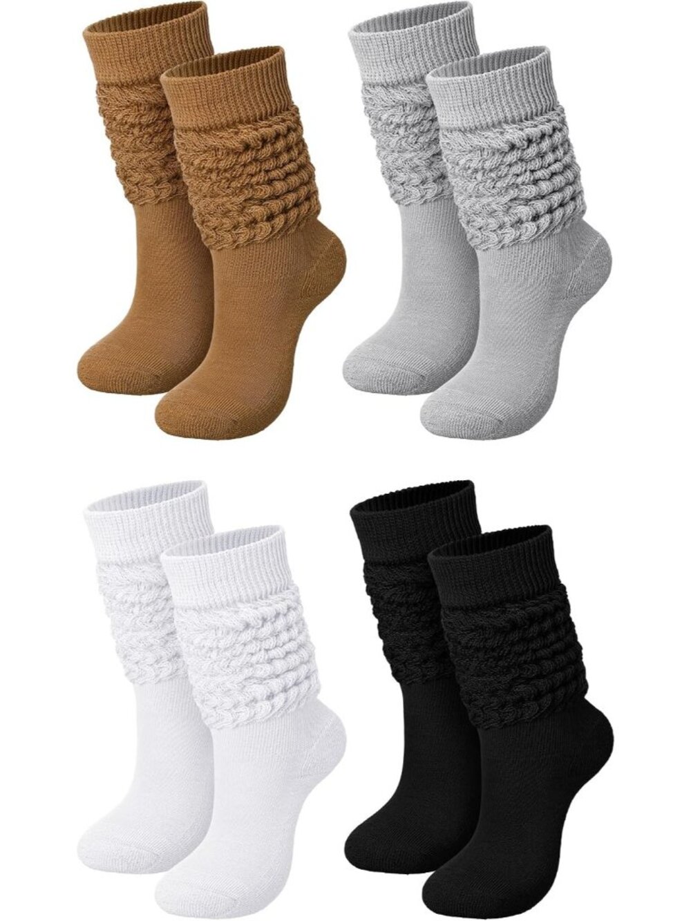 🧦Women's Pure Colour 4 Pairs Neon Slouch Socks Scrunch Socks Athletic Slouchy